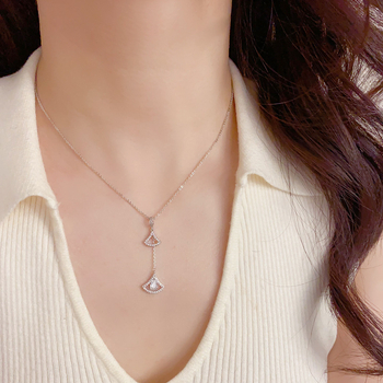 Geometrijski bakreni ogrlic s resicama u obliku ventilatora, pozlaćena pravim zlatom, običan lanac, težina 10 g