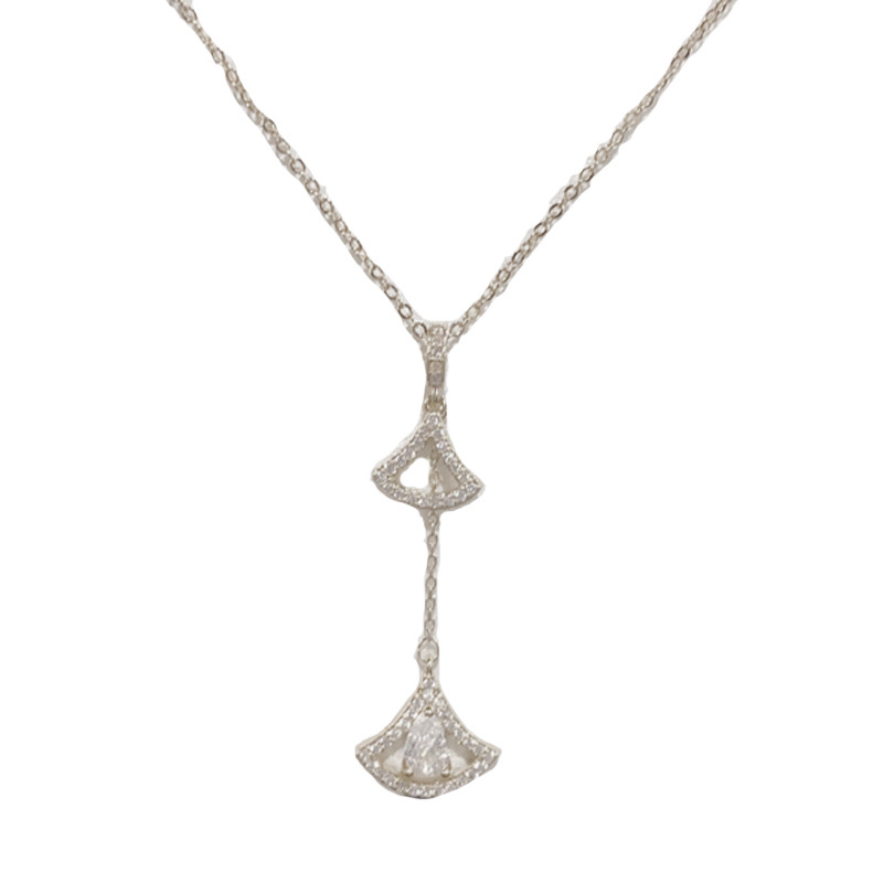 Geometrijski bakreni ogrlic s resicama u obliku ventilatora, pozlaćena pravim zlatom, običan lanac, težina 10 g