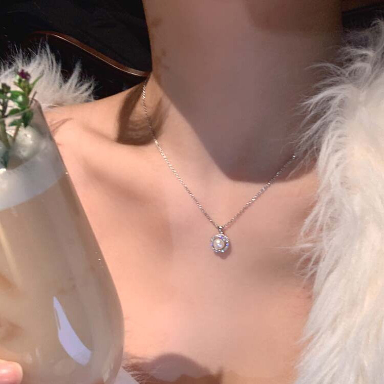 Ogrlica od titan čelika, geometrijski privjesak sa smjesom kamenja, višeslojni lanac, obim 41–50 cm