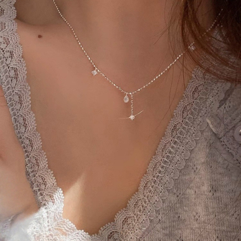 Colier minimalist cu pandantiv picătură de apă pentru femei, senzație de lux discret și stil sofisticat; material cupru, pandantiv cupru, lanț claviculă, electroplating, Joseph