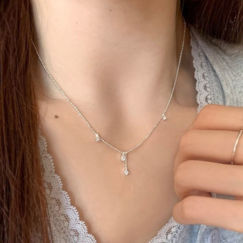 Colier minimalist cu pandantiv picătură de apă pentru femei, senzație de lux discret și stil sofisticat; material cupru, pandantiv cupru, lanț claviculă, electroplating, Joseph