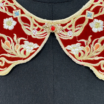 Floare pentru guler feminin cu funda și mărgele de perlă, tip cap plat, stil chinezesc nou, broderie computerizată