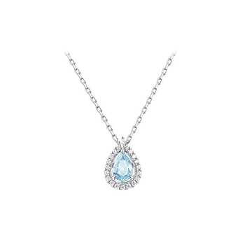 Colier din argint S925, cu zirconiu încrustat, pandantiv oval în formă de lacrimă, pe lanț pentru claviculă XL0015