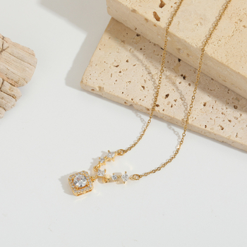 Colier din oțel titan cu formă geometrică, lanț în formă de O, pandantiv din cupru, placare electroplatină