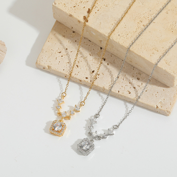 Colier din oțel titan cu formă geometrică, lanț în formă de O, pandantiv din cupru, placare electroplatină