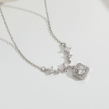 Colier din oțel titan cu formă geometrică, lanț în formă de O, pandantiv din cupru, placare electroplatină