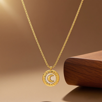 Colier din oțel titan cu lanț box și pandantiv, 41–50 cm, electroplacat, pentru femei