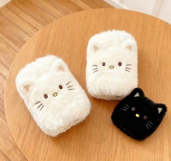 Manșete din pluș, anti-murdărie, broderie cu model pisică desen animat, unisex, colecția de iarnă 2025