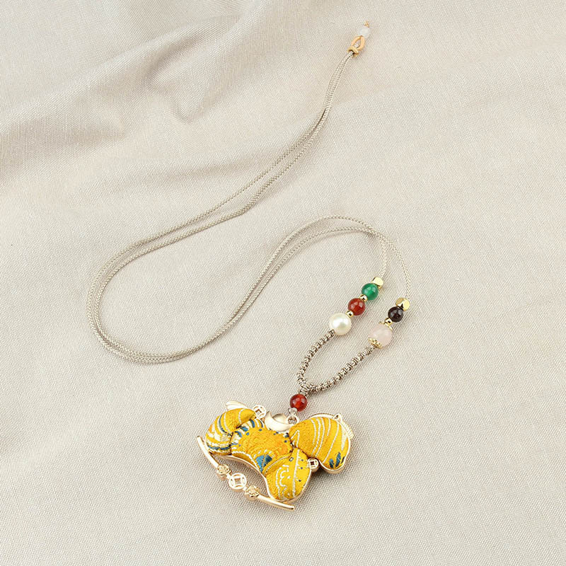 Colier cu mărgele în formă de cal, șnur împletit, pandantiv din aliaj, stil chinezesc retro (lansare iarnă 2025)