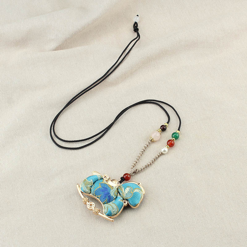 Colier cu mărgele în formă de cal, șnur împletit, pandantiv din aliaj, stil chinezesc retro (lansare iarnă 2025)