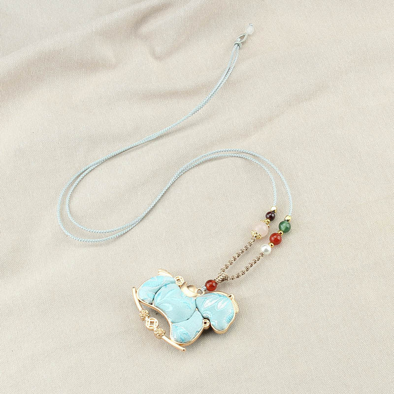 Colier cu mărgele în formă de cal, șnur împletit, pandantiv din aliaj, stil chinezesc retro (lansare iarnă 2025)