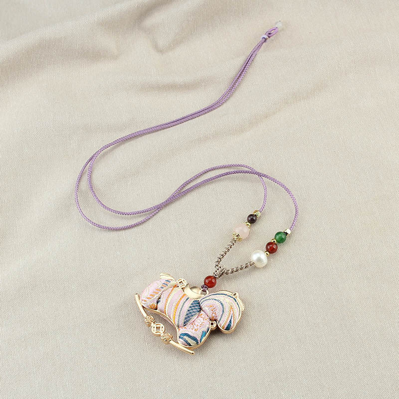 Colier cu mărgele în formă de cal, șnur împletit, pandantiv din aliaj, stil chinezesc retro (lansare iarnă 2025)