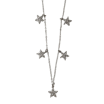 Ogrlica - Privjesak od petoliste djeteline s dijamantima, od ekološki prihvatljivog bakra, lanac u stilu Flash o chain, težina 6 g