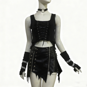 Rukavne navlake s polu-prstima rukavicama, Harajuku mračni stil, unisex, za ples, poliester >96%, proljeće 2025