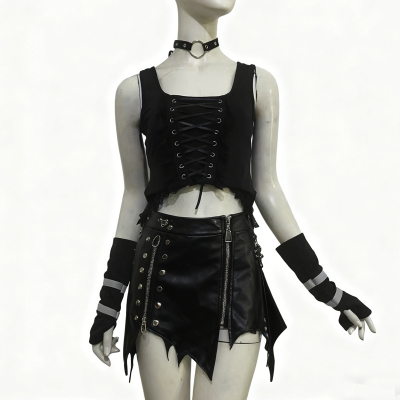 Rukavne navlake s polu-prstima rukavicama, Harajuku mračni stil, unisex, za ples, poliester >96%, proljeće 2025