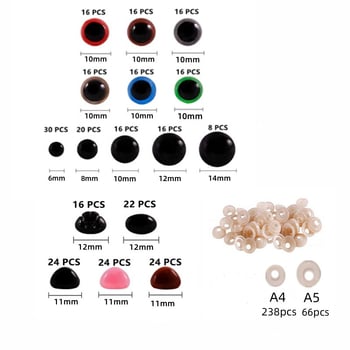 DIY kiegészítők: műanyag biztonsági szemek és orrok plüssállatokhoz, 600 darabos dobozos készlet