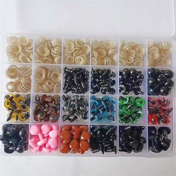 DIY kiegészítők: műanyag biztonsági szemek és orrok plüssállatokhoz, 600 darabos dobozos készlet