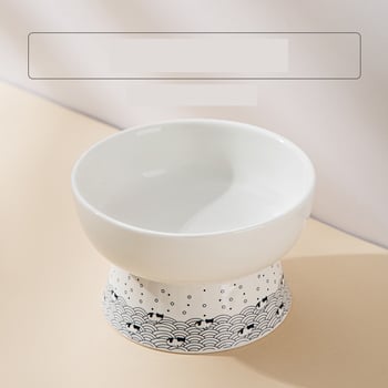 Japán stílusú kerámia macskatál, dupla tál, etetőtál, kutyatál, macska itatótál, nyakcsigolyákat véd, macska ivóvíz, háziállat-kellékek