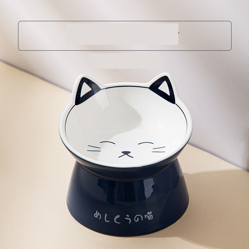 Japán stílusú kerámia macskatál, dupla tál, etetőtál, kutyatál, macska itatótál, nyakcsigolyákat véd, macska ivóvíz, háziállat-kellékek