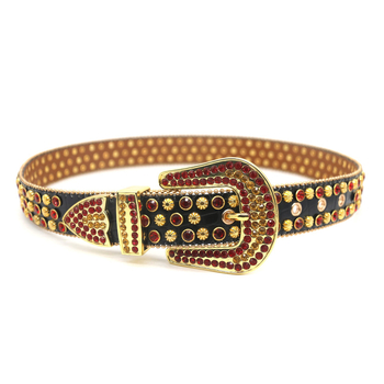 Muški pojas sa kristalima - PU koža, kopča od legure, širina 2-4 cm, PU uzorak krokodila, rhinestones ugravirane