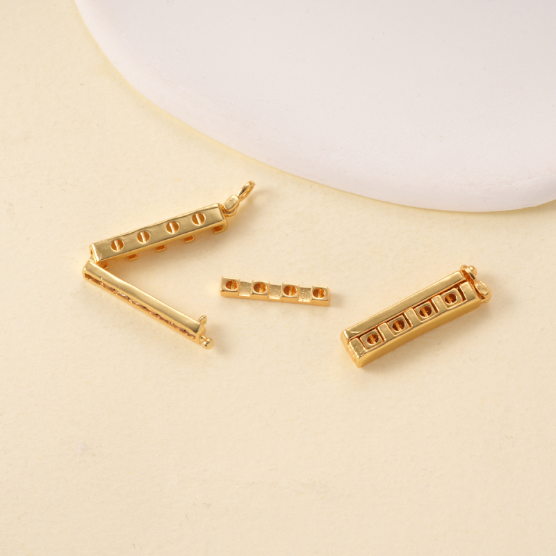 DIY bakreni nakit s premazom 18K zlatom, cirkon, odvojiva četveroredna kopča za bisernu ogrlicu