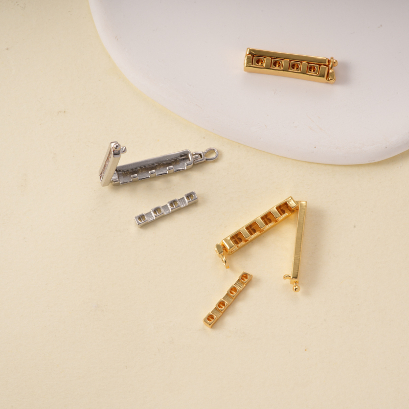 DIY bakreni nakit s premazom 18K zlatom, cirkon, odvojiva četveroredna kopča za bisernu ogrlicu