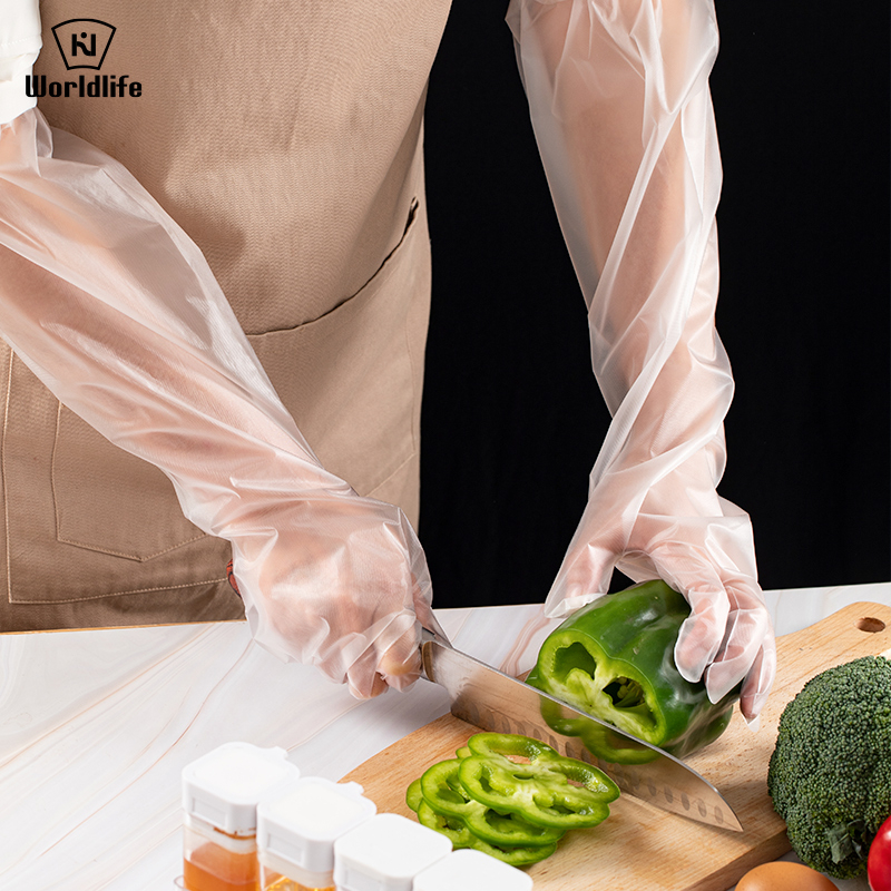 Γάντια CPE για πλύσιμο πιάτων και οικιακές δουλειές, υλικό: CPE; πάχος: κανονικό; συσκευασία: 100 τεμάχια