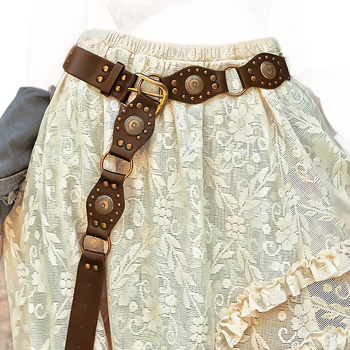 Boemski vintage pojas sa lancem, PU traka, legura kopča, kopča s iglom, književni retro stil
