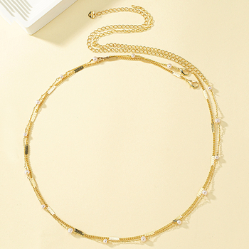 Waist chain od legure s dvostrukim krugom, za žene, Fashion OL stil, duljina 110 cm, mogućnost prilagodbe