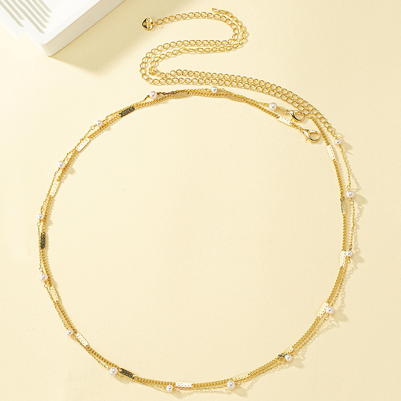 Waist chain od legure s dvostrukim krugom, za žene, Fashion OL stil, duljina 110 cm, mogućnost prilagodbe