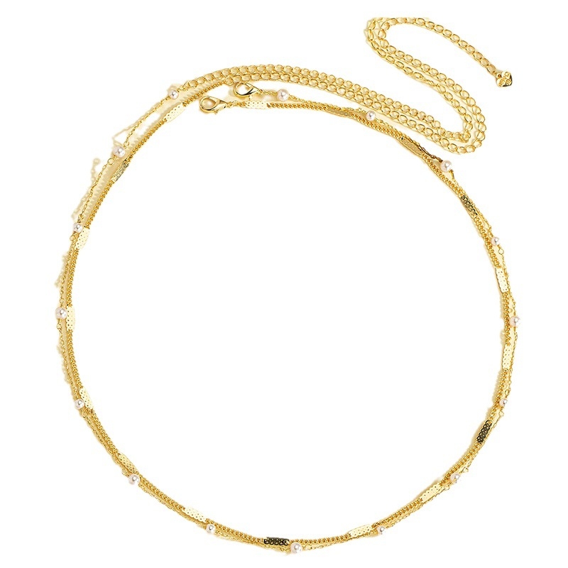 Waist chain od legure s dvostrukim krugom, za žene, Fashion OL stil, duljina 110 cm, mogućnost prilagodbe