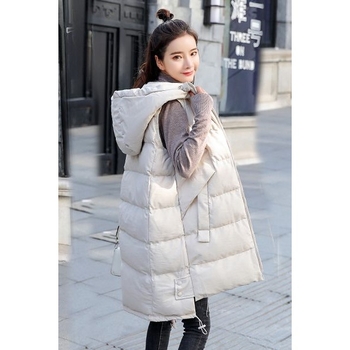 Ženski pamučni prsluk s perjem, srednje duljine, moderan jesen/zima 2023., široki kroj, korejski stil, velike veličine, moderna gornja odjeća