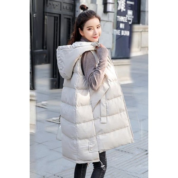 Ženski pamučni prsluk s perjem, srednje duljine, moderan jesen/zima 2023., široki kroj, korejski stil, velike veličine, moderna gornja odjeća