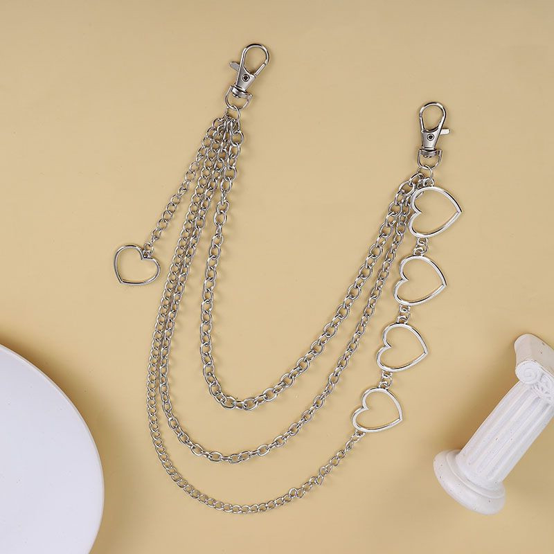 Lanț de talie multistrat din metal cu pandantiv inimă piersică pentru femei — aliaj de zinc, stil zână, curea cu un singur inel