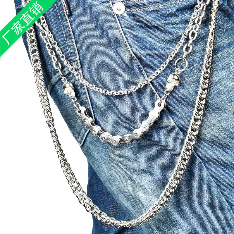 Muški metalni lanac za hlače s željeznom kopčom, ručno zatvaranje, elektroplating završna obrada, jednostavan stil