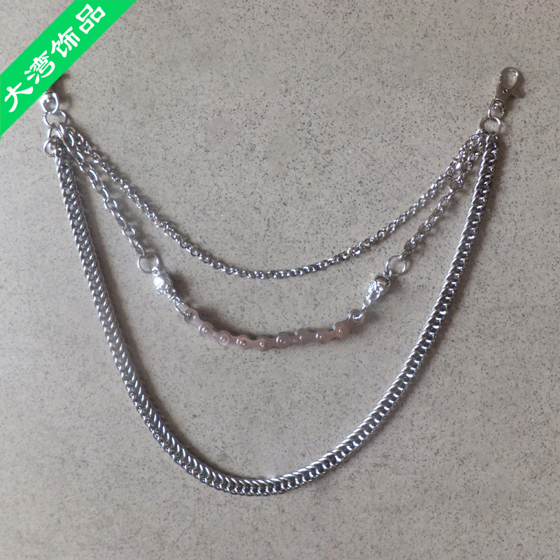 Muški metalni lanac za hlače s željeznom kopčom, ručno zatvaranje, elektroplating završna obrada, jednostavan stil