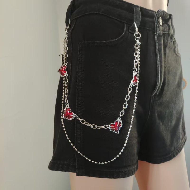 Metalni kaiš za struk s dizajnom srca od lanca, unisex, hip-hop stil, dvostruka petlja, za sve sezone
