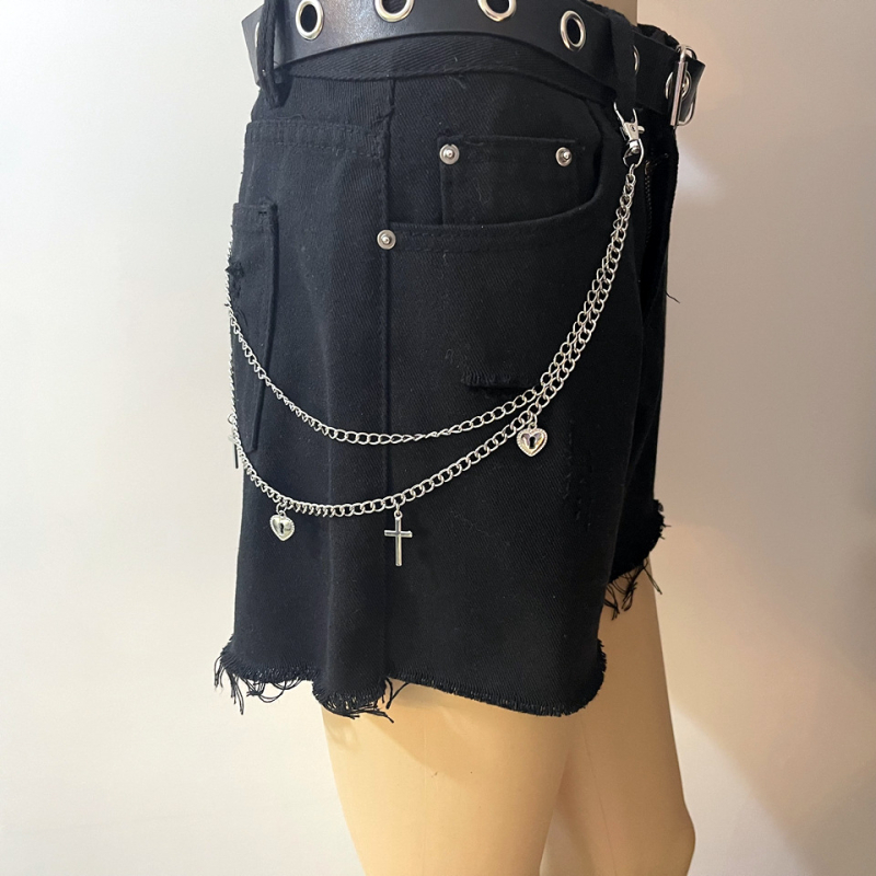 Lanț talie, metal, stil All-Match, cu cercuri multiple, lungime sub 60 cm