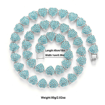 Ogrlica s dizajnom srca, hip-hop stil, cinkova legura, Xuandi.