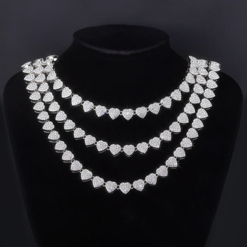 Ogrlica s dizajnom srca, hip-hop stil, cinkova legura, Xuandi.