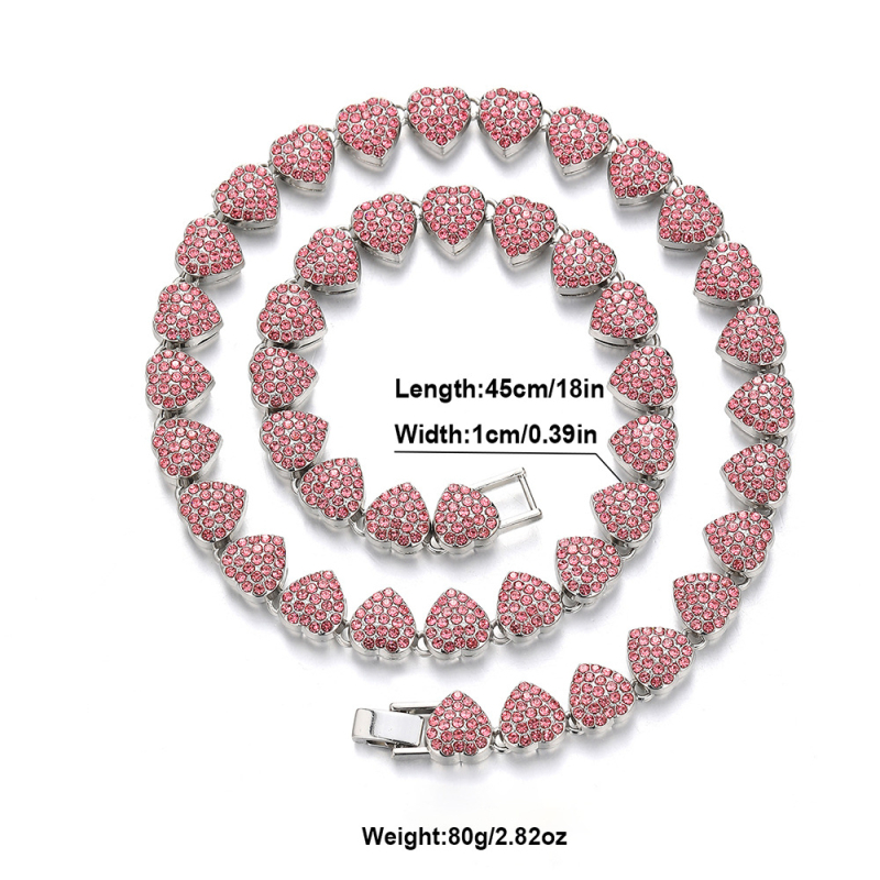 Ogrlica s dizajnom srca, hip-hop stil, cinkova legura, Xuandi.