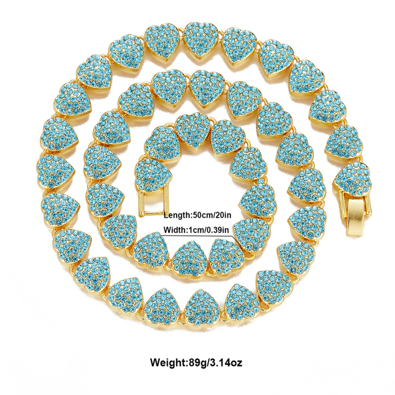 Ogrlica s dizajnom srca, hip-hop stil, cinkova legura, Xuandi.