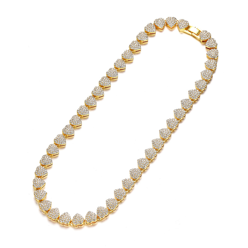 Ogrlica s dizajnom srca, hip-hop stil, cinkova legura, Xuandi.