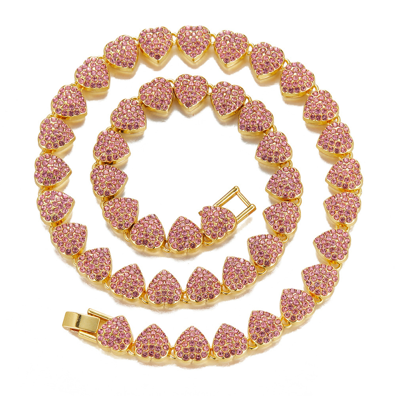 Ogrlica s dizajnom srca, hip-hop stil, cinkova legura, Xuandi.