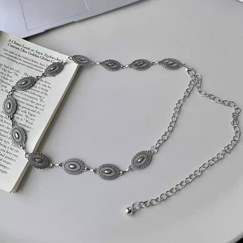Metalni pojas- lanac za struk – Hip-hop stil, duljina 100 cm, širina <2 cm, dvostruke kružne petlje
