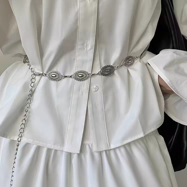 Metalni pojas- lanac za struk – Hip-hop stil, duljina 100 cm, širina <2 cm, dvostruke kružne petlje