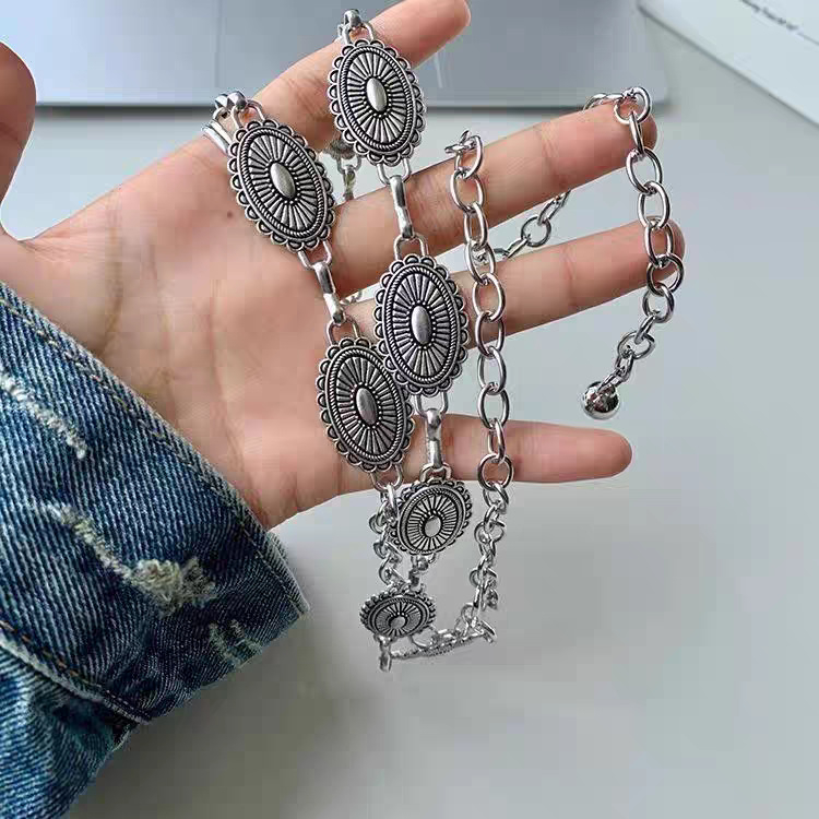 Metalni pojas- lanac za struk – Hip-hop stil, duljina 100 cm, širina <2 cm, dvostruke kružne petlje