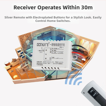 Gonka Guangjia 1-cestný bezdrôtový ovládací vypínač, klasický jednoduchý kompaktný dizajn, prevádzková teplota do 85°C, vhodný pre osvetlenie rôznych typov, výstavné siene a uličky; materiálové číslo JL-C02-1 road