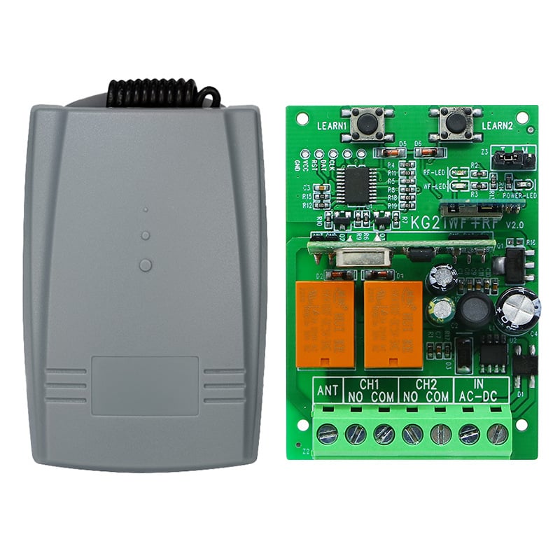 Bežična daljinski upravljač s dvosmjernim učenjem rolling koda, 433MHz, za klizna vrata i lampe (-20°C do 65°C; CE)