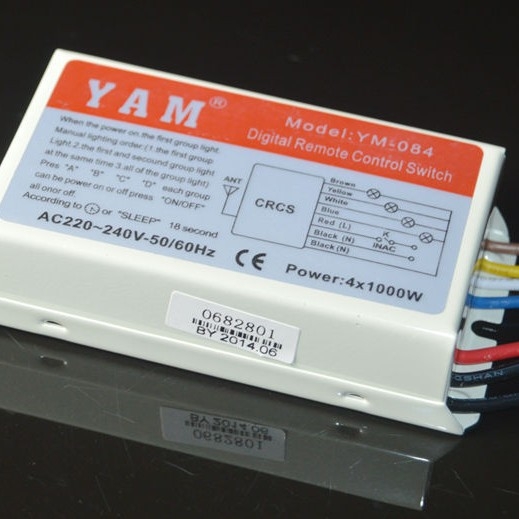 Prekidač daljinskog upravljanja, 4-putni 5-segment, 220V, bežični s kašnjenjem za lampe